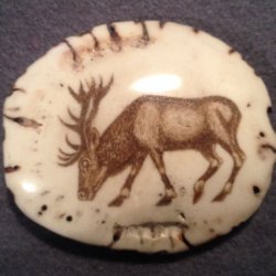 Carved/ scrimshawed antler art piece