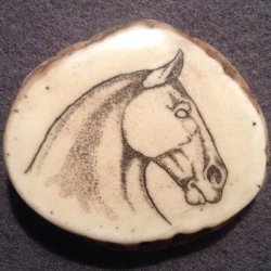 Carved/ scrimshawed antler art piece